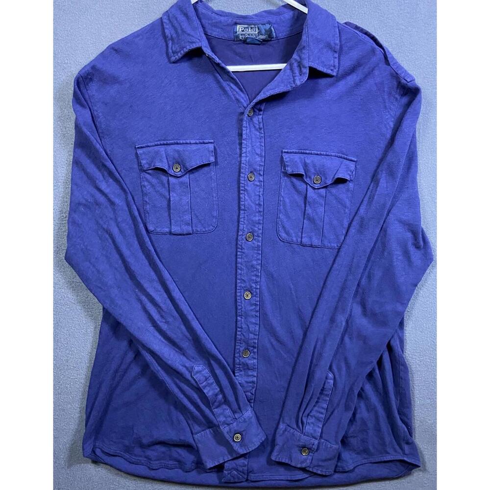 Polo Ralph Lauren Long Sleeve Button Up 100% Cotton Work Shirt Men’s XLarge Blue